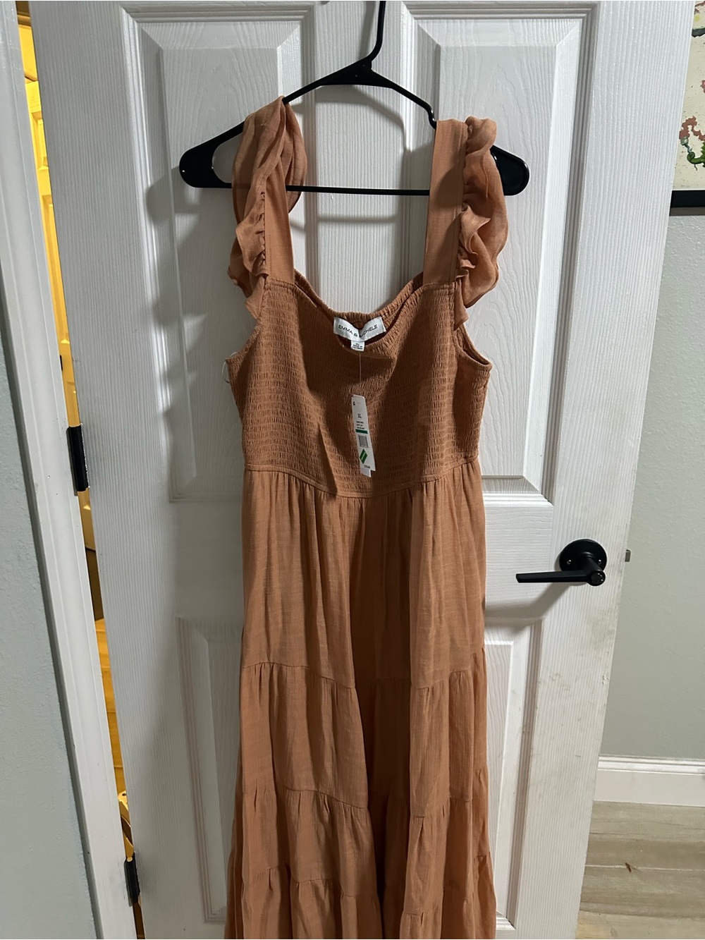 Mauve Tiered Maxi Dress with Ruffled Straps